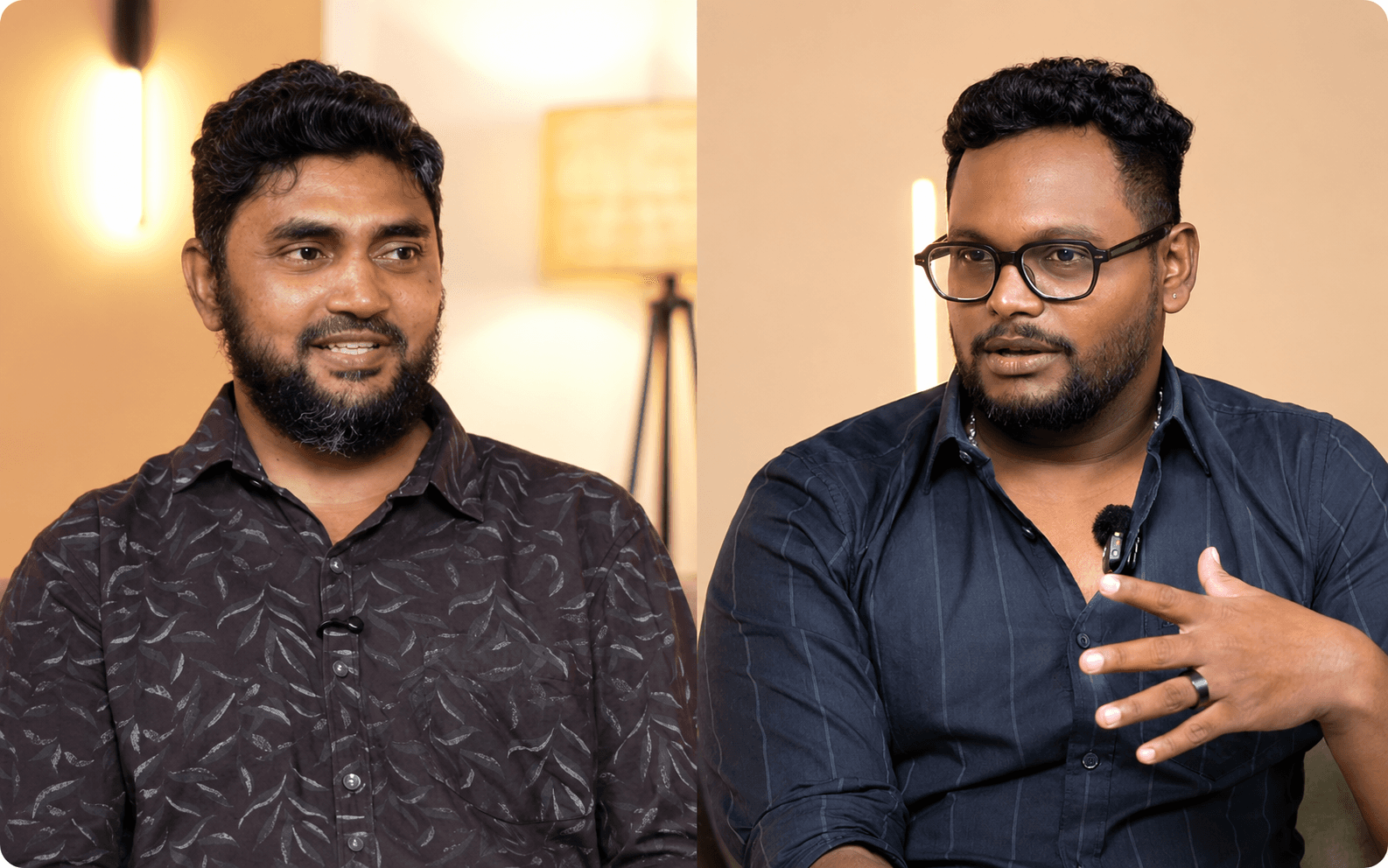 Two Sirah Digital engineers talking to camera in the studio